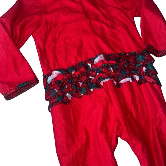 Vintage Disney Store Mickey embroidered footed Red plaid Christmas sleeper 12m - Picture 4 of 9